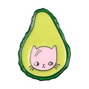 Cute Funny Avocado Avocato Cat Shape Enamel Pin Lapel Brooch
